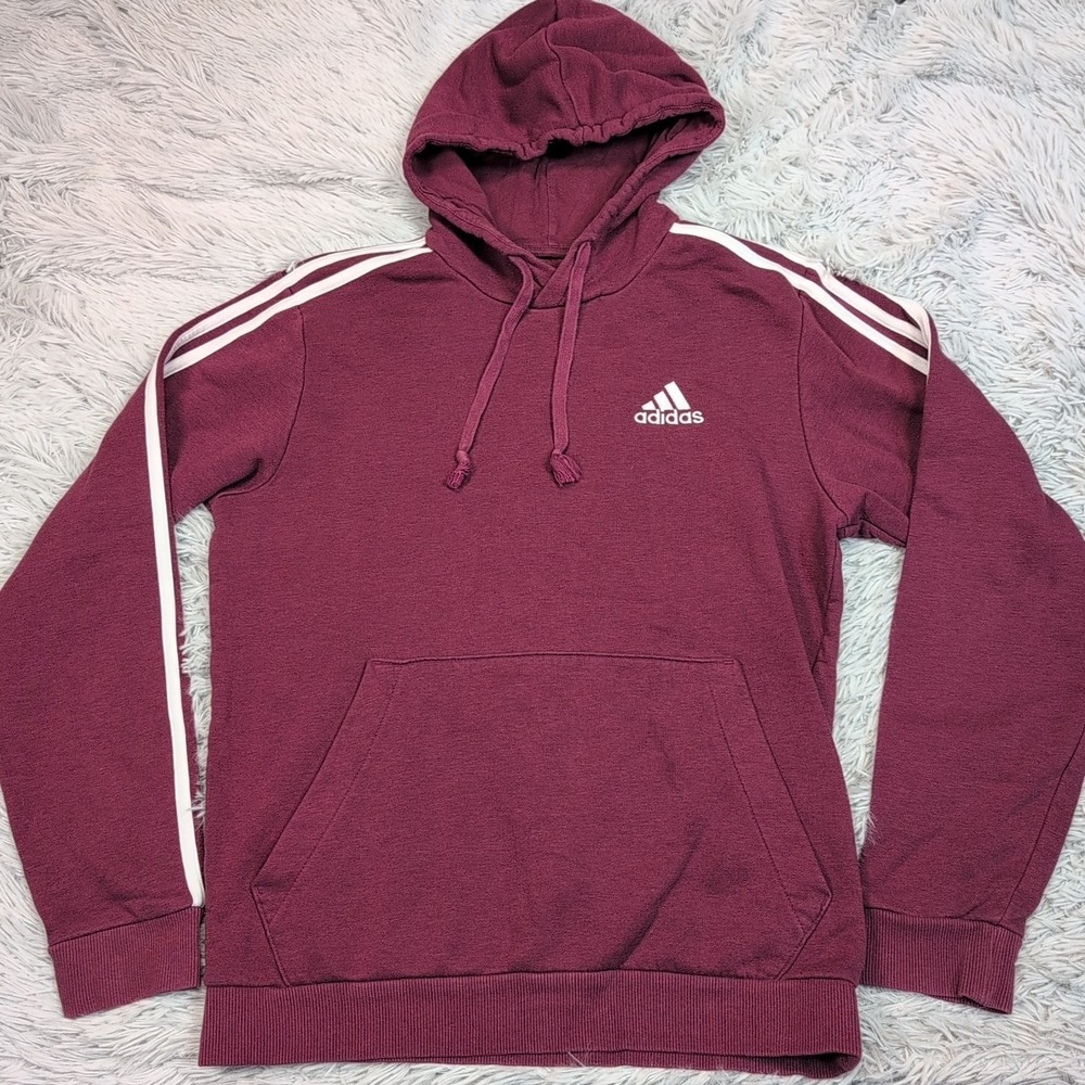 Adidas Sweatshirt Womens Maroon S Hoodie Athletic Comfort Streetwear 3 Stripes